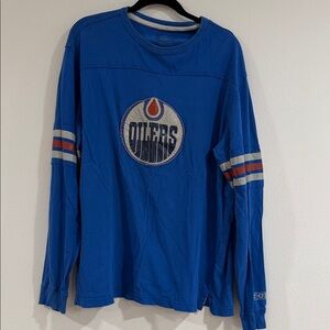 Vintage NHL Blue Edmonton Oilers Long Sleeve Shirt